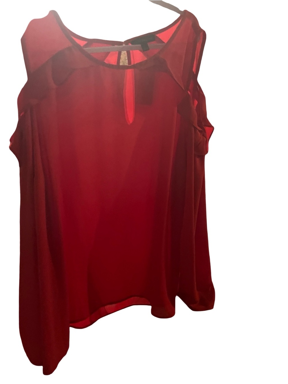 NWT- Lane Bryant Red Cold Shoulder Ruffle Blouse Size 20